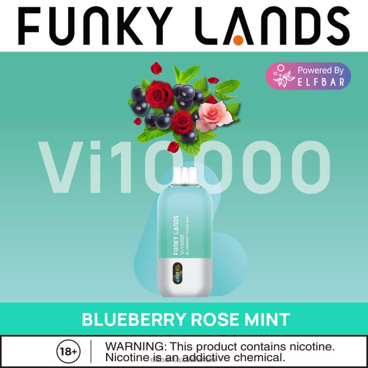 Funky Lands Disposable Vape Vi10000 Puffs ELFBAR Blueberry Rose Mint 8L862163
