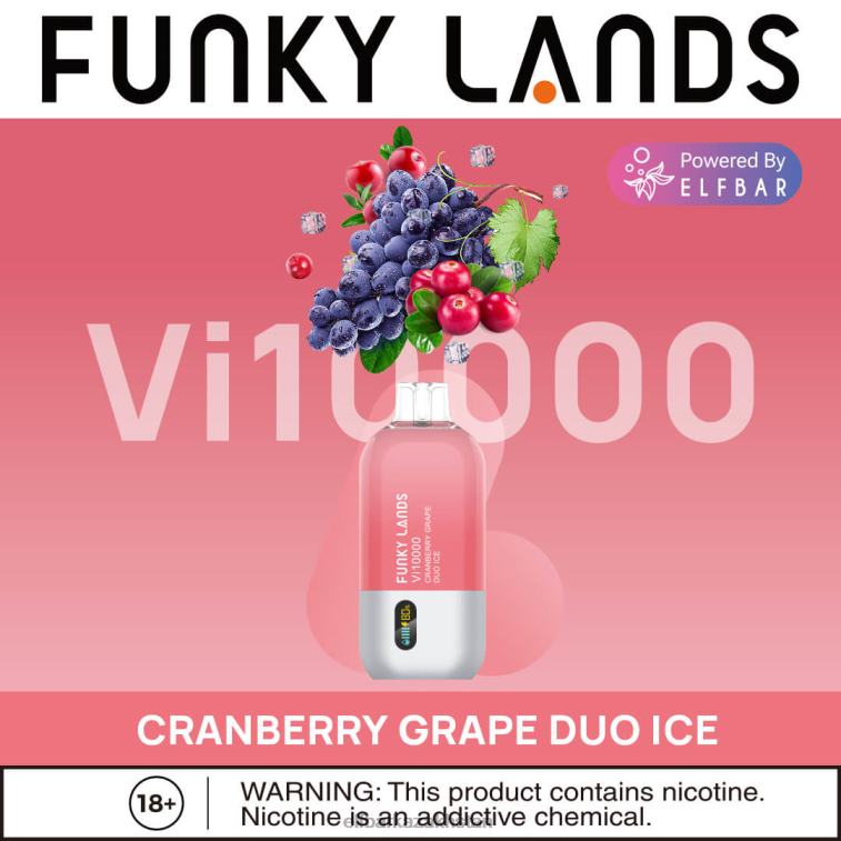 Funky Lands Disposable Vape Vi10000 Puffs ELFBAR Cranberry Grape Duo Ice 8L862165